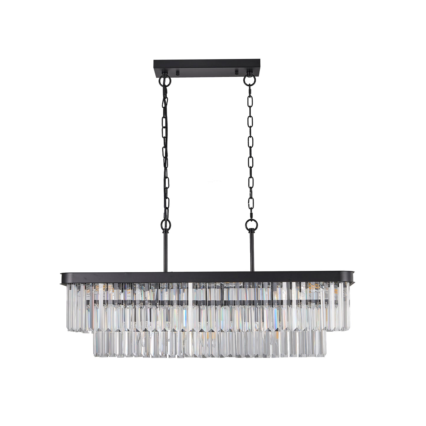 Chandeliers,Rectangular Crystal Chandelier Adjustable,E12 Modern Industrial Crystal Lights (Bulb Not Included)